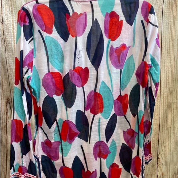Tory Burch Tulip Long Sleeve Tunic Top Size 6 - Picture 4 of 4